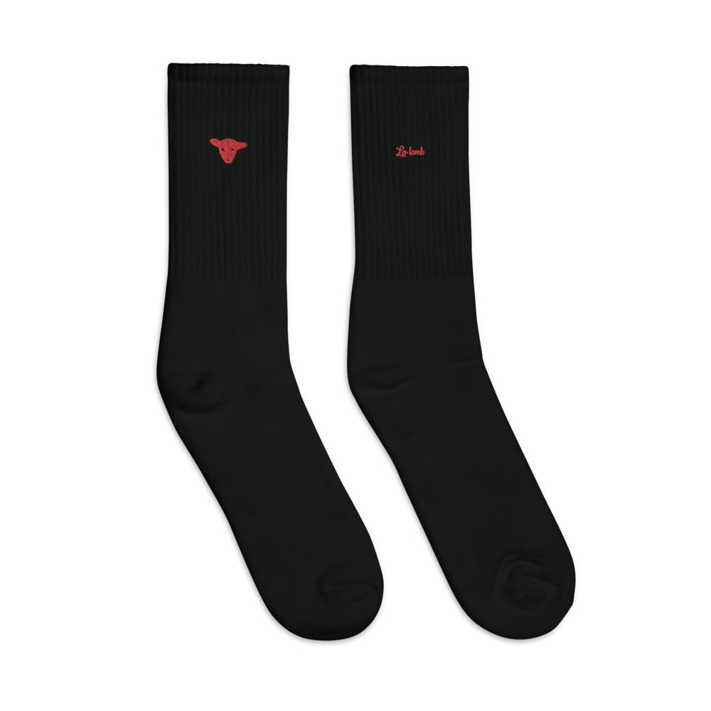 Embroidered double sided socks