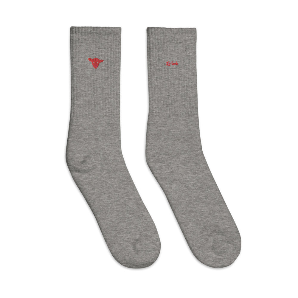 Embroidered double sided socks